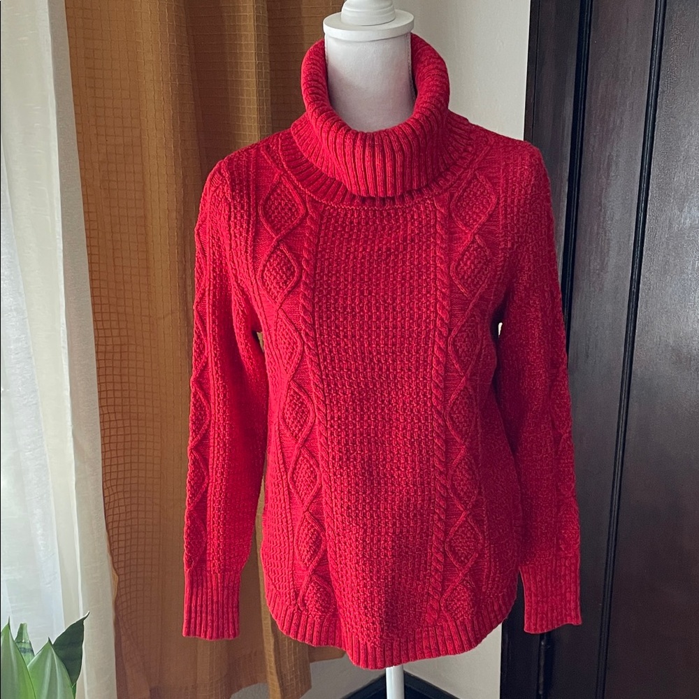 NWT red turtleneck gap cable knit sweater
